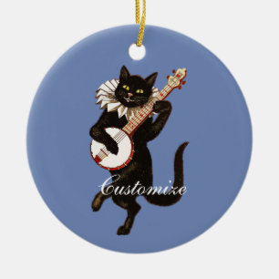 Katze, die Banjo Thunder_Cove spielt Keramik Ornament