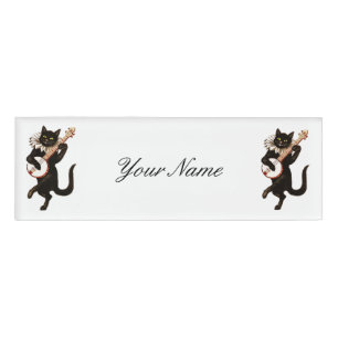 Katze, die Banjo Thunder_Cove spielt Namenschild