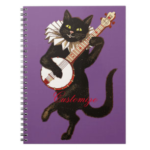Katze, die Banjo Thunder_Cove spielt Notizblock