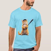 Katze, die Baseball-T - Shirt spielt