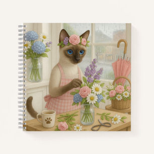 Katze, die Blume in Floristen arrangiert Notizbuch