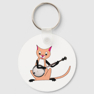 Katze, die das Banjo spielt Schlüsselanhänger