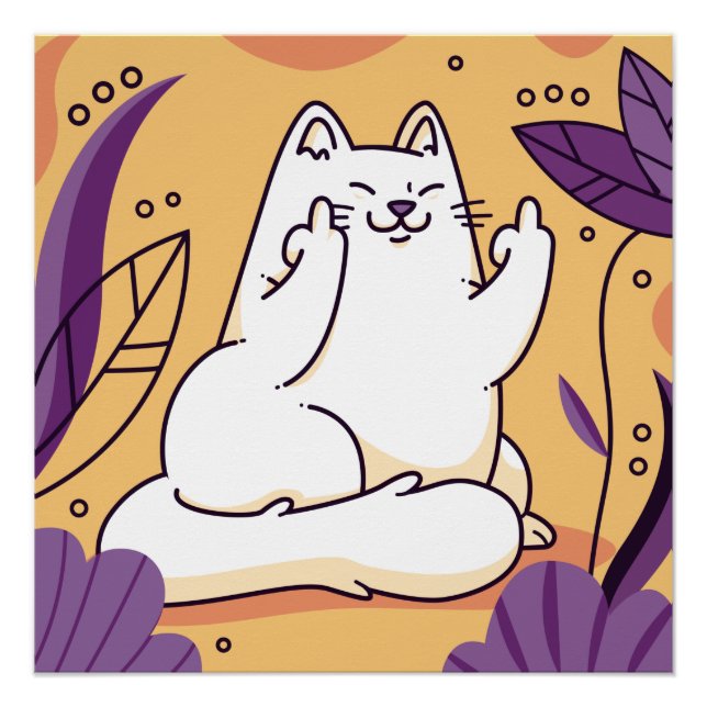 Katze, die das Fingerposter gibt Poster (Vorderseite)