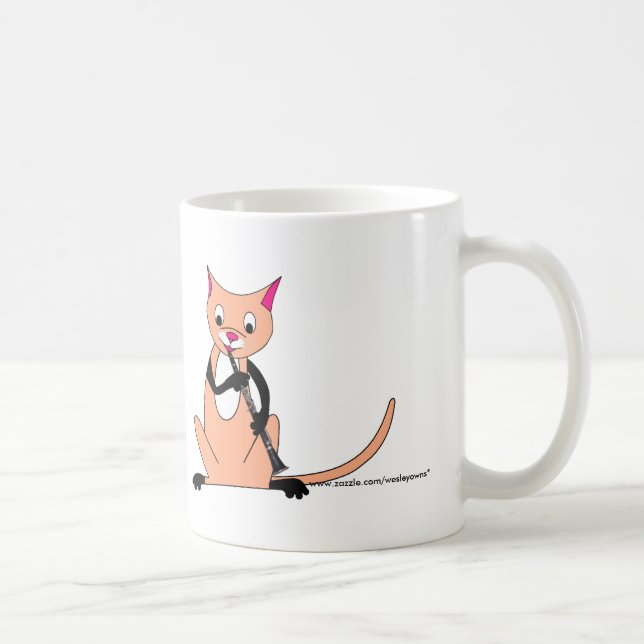 Katze, die den Clarinet spielt Kaffeetasse (Rechts)