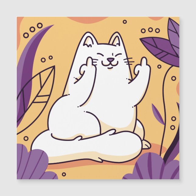 Katze, die den Finger gibt Magnetkarte (Vorderseite)