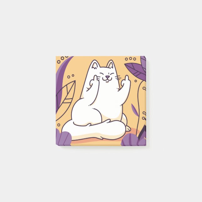 Katze, die den Finger gibt Post-it Klebezettel (Vorderseite)