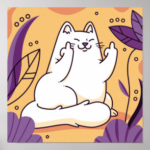 Katze, die den Finger gibt Poster