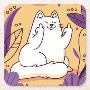 Katze, die den Finger gibt Rechteckiger Pappuntersetzer