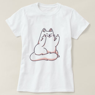 Katze, die den Finger-T - Shirt gibt