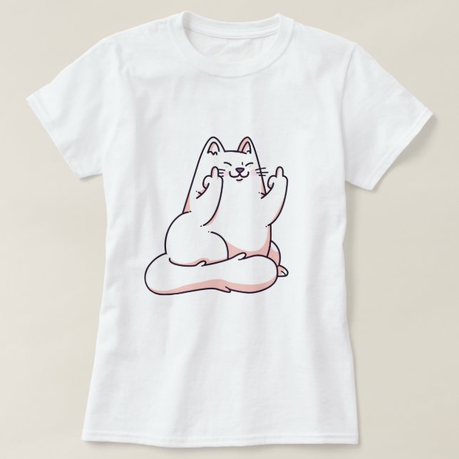 Katze, die den Finger-T - Shirt gibt (Design vorne)