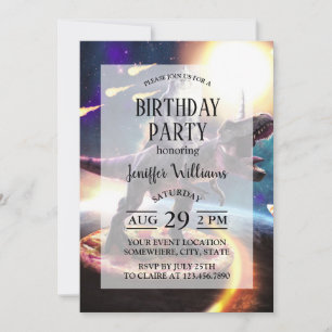 Katze, die Dinosaurier einhorn im Weltraum reiten Einladung