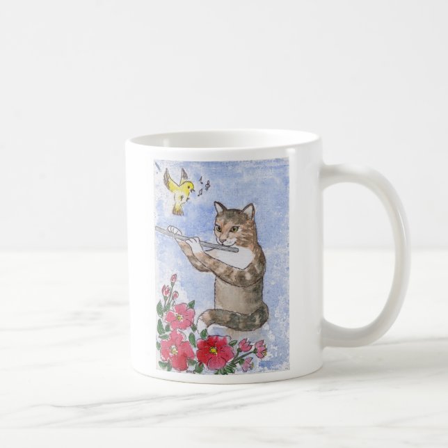 Katze, die eine Flöte spielt Tasse (Rechts)