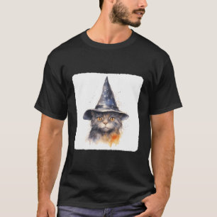 Katze, die eine Zauberhutzerkatze mit Mystica träg T-Shirt
