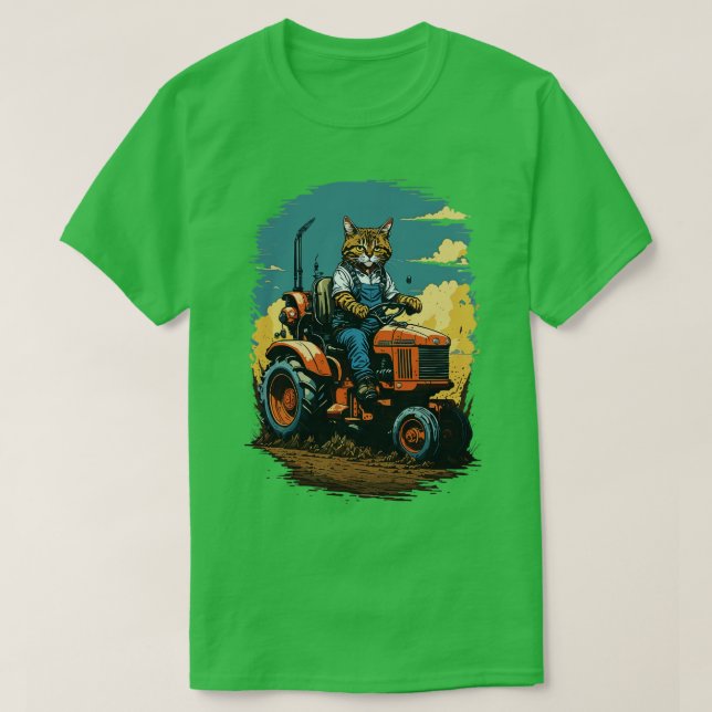 Katze, die einen Traktor fährt T-Shirt (Design vorne)