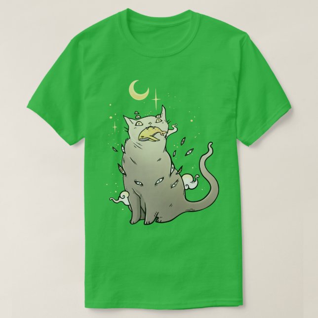 Katze, die einen Wal gefangen Niedlich Kawaii zu A T-Shirt (Design vorne)