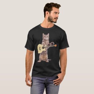 Katze, die Gitarren-T-Shirt spielt T-Shirt
