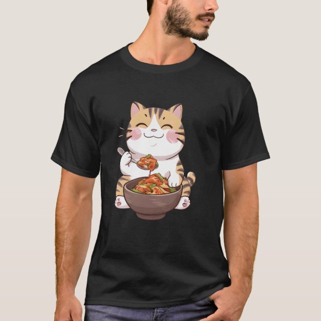 Katze, die Kimchi isst T-Shirt (Vorderseite)