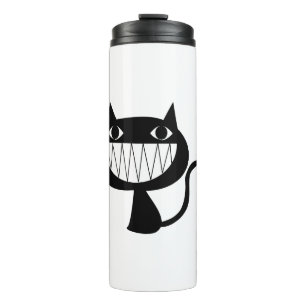 Katze, die lacht, böse Zähne Psycho Tier Thermosbecher