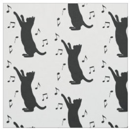 Katze, die mit Musiknoten spielt Stoff