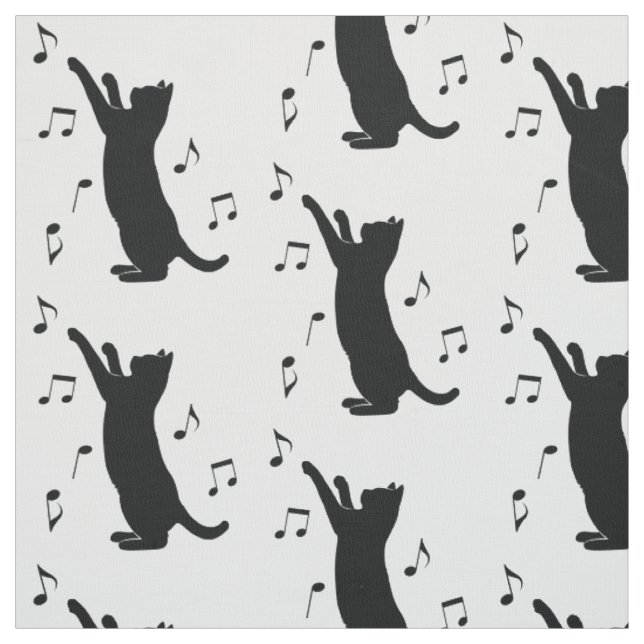 Katze, die mit Musiknoten spielt Stoff (Muster)