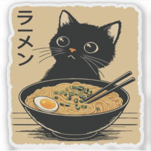 Katze, die Ramen isst  Aufkleber