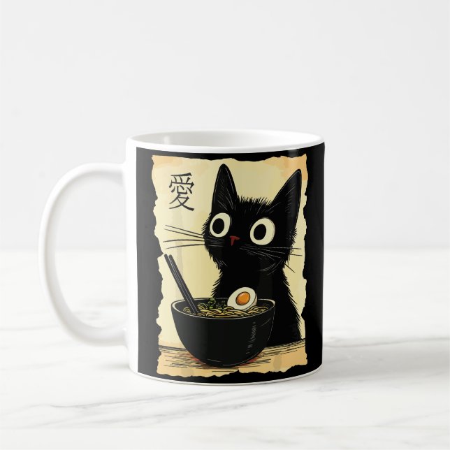 Katze, die Ramen isst  Kaffeetasse (Links)