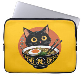 Katze, die Ramen isst  Laptopschutzhülle