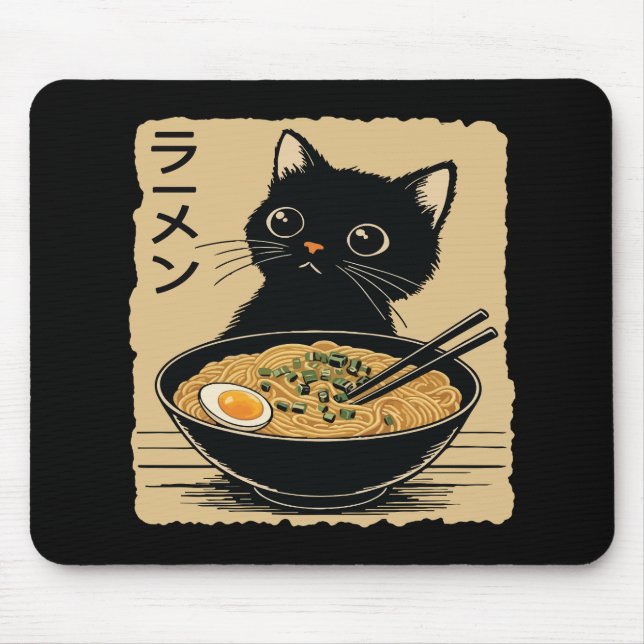 Katze, die Ramen isst  Mousepad (Vorne)
