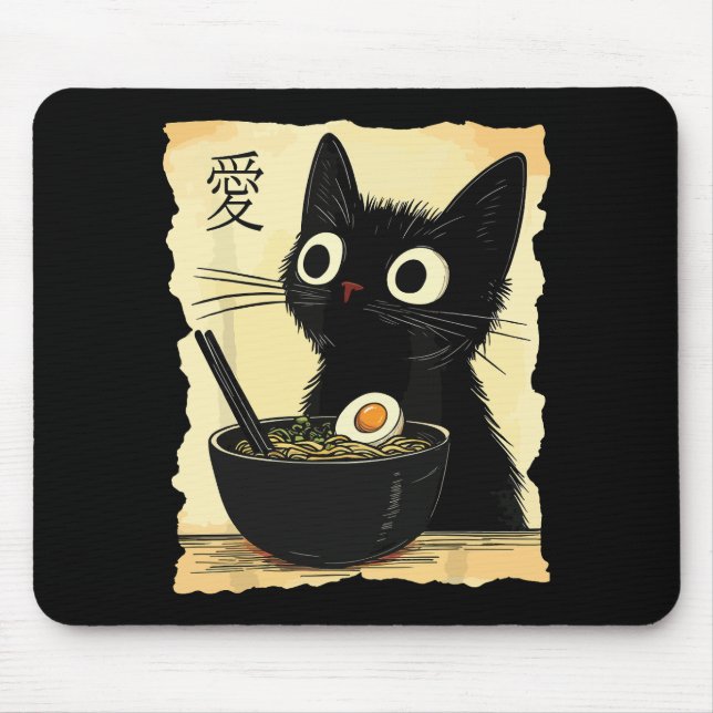Katze, die Ramen isst  Mousepad (Vorne)