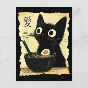 Katze, die Ramen isst Postkarte