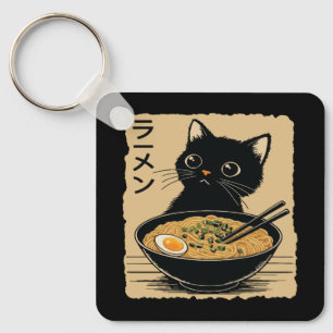 Katze, die Ramen isst Schlüsselanhänger
