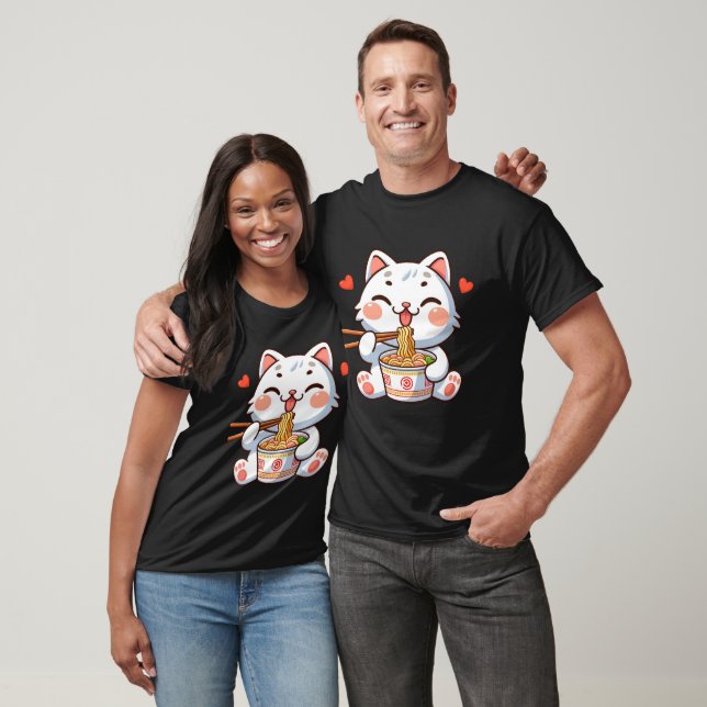 Katze, die Ramen isst T-Shirt (Unisex)