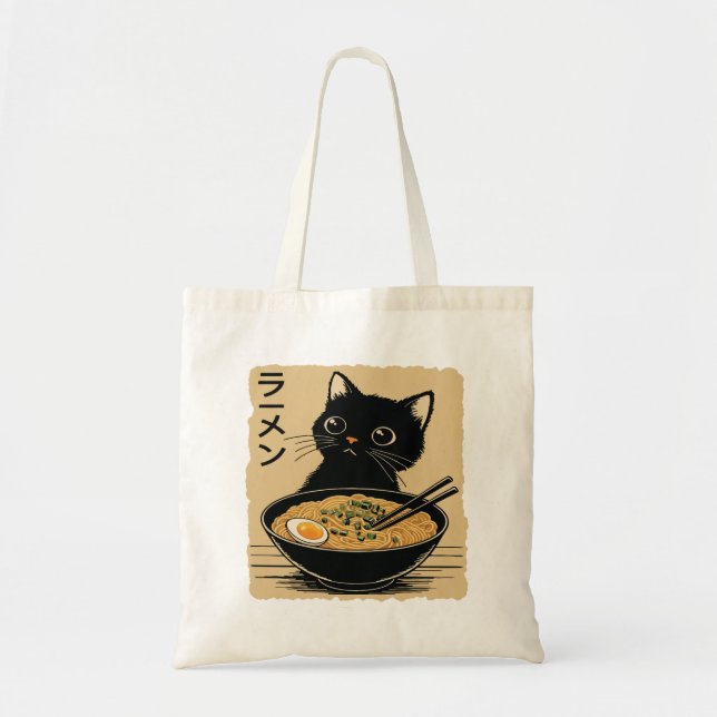 Katze, die Ramen isst  Tragetasche (Vorne)