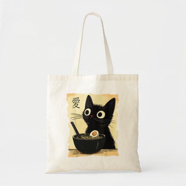 Katze, die Ramen isst  Tragetasche (Vorne)