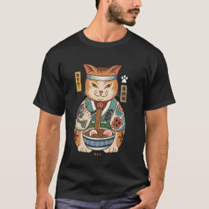 Katze, die Ramen isst, vintage japanische Kunst Uk T-Shirt