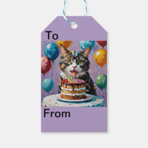 Katze, die sich der Geburtstagskuche der Akrylkuns Geschenkanhänger