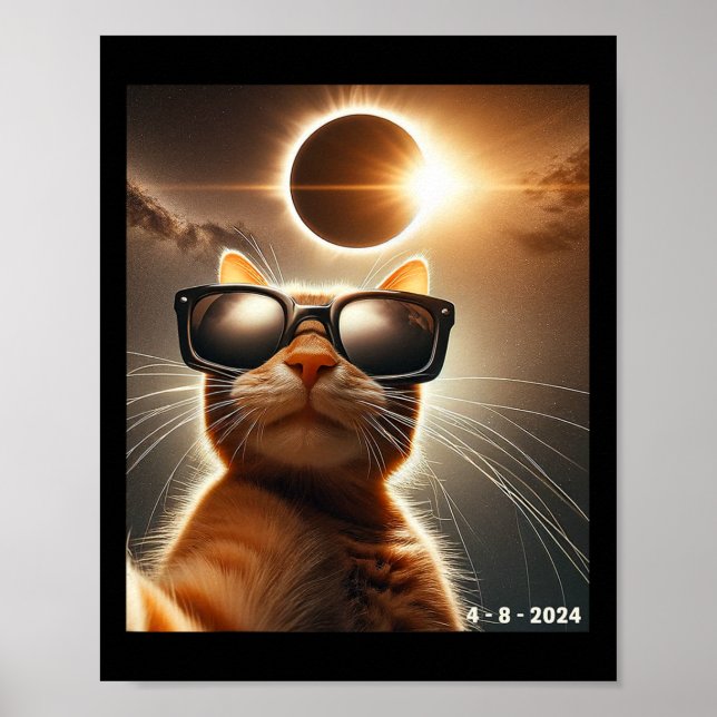 Katze, die sich mit Solar 2024 Eclipse Wearin selb Poster (Vorne)