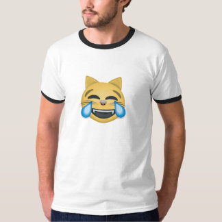 Katze, die stark schreiendes Emoji T-Shirt lacht