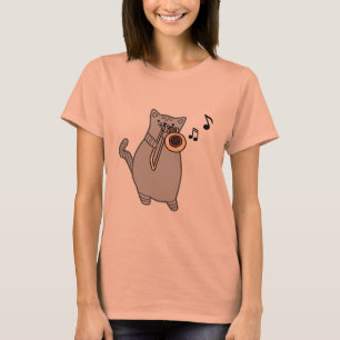 Katze, die Trombone - Musiker-Geschenk-T-Shirt T-Shirt