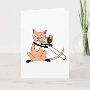 Katze, die Trombone spielt Karte