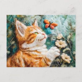 Katze, die versucht, einen Schmetterling in einer  Postkarte