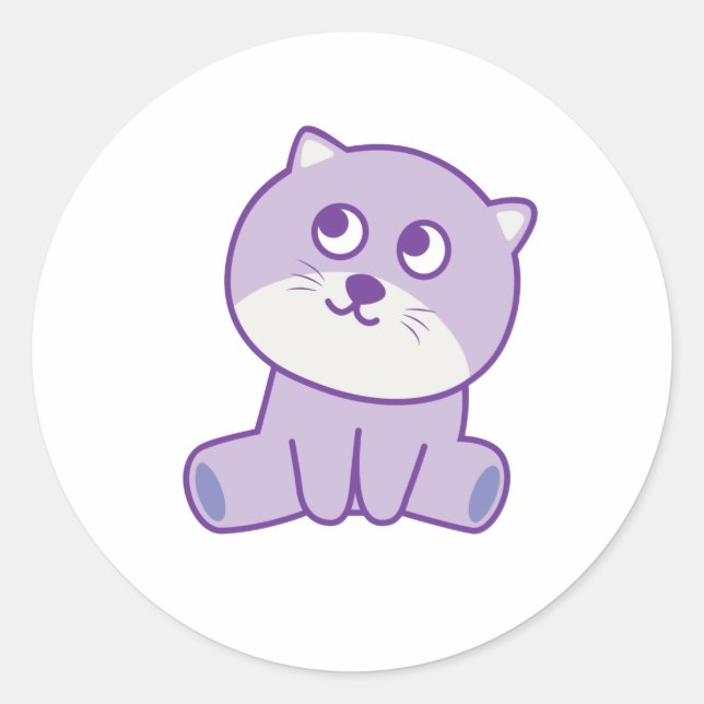 Katze, die zum Himmel schaut Runder Aufkleber (Vorderseite)