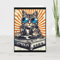 Katze DJ Kopfhörer Plattenspieler Vintage Musik Ed