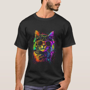 Katze DJ Mit Kopfhörern Und Sonnenbrille Kitty T-Shirt