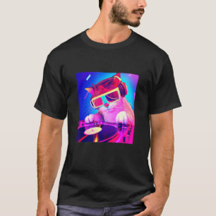 Katze DJ Vaporwave Ästhetik Männer Jungen Mädchen T-Shirt