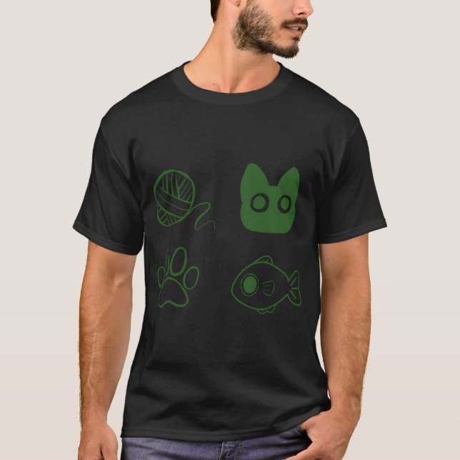 Katze Doodle Thema T-Shirt (Vorderseite)