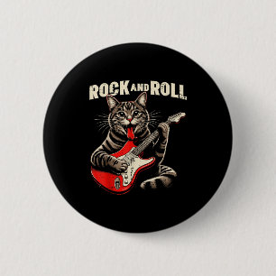 Katze E-Gitarre Rock And Roll Rocker Kätzchen Mich Button