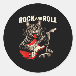 Katze E-Gitarre Rock And Roll Rocker Kätzchen Mich Runder Aufkleber