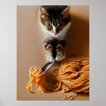 Katze Eating Spaghetti