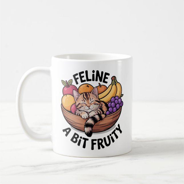 Katze ein bisschen fruchtig - Gemütliche Katze Kaffeetasse (Links)